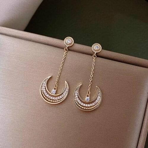 Korean Earrings Fashion Jewelry Rhinestone Moon Statement Earrings Hoop Earrings For Women Stud Earrings Brincos Wholesale