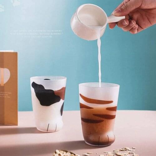 Creative Cat Claw Cup Cute Breakfast Milk Cup Personality Frosted Glass Cup for Men Women Kids