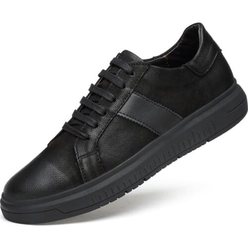 Sneakers Men Casual Shoes Genuine Leather brogue shoes mens Designer solid Classic Fashion Male Lace up Flats black 36-46