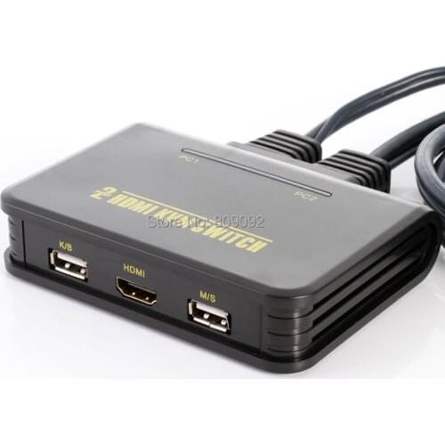 2 port USB 2.0 HDMI switcher portable easy to use KVM switch connected to the mouse, keyboard, HDMI monitor KVM switch