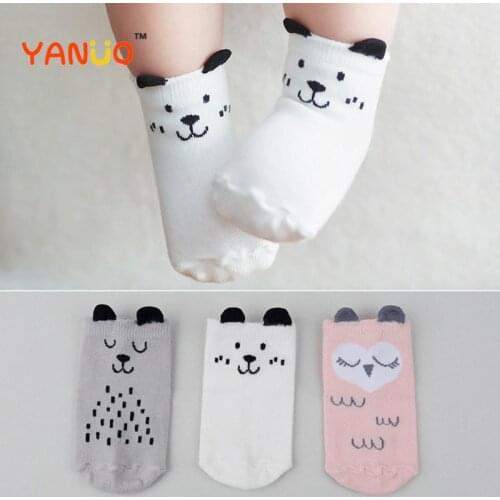 Suitable for 0-4 Years Old Fashion Cute Puppy Baby Socks Cotton Non-slip Sock Boy Girl Socks