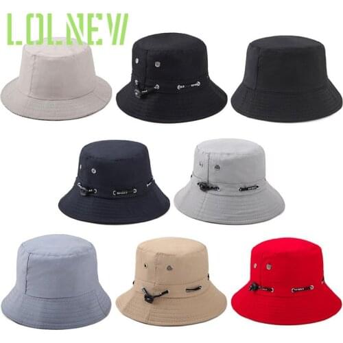 Men and Women Fisherman Solid Color Sport Letter Printed Drawstring Hat Outdoor Hat Foldable Portable Sun Hat Bucket Hat