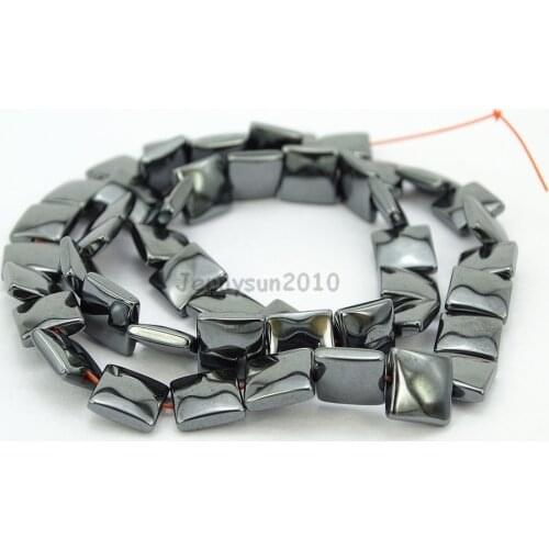 Natural Hematite Healing Gems Stones Flat Square 8mm Beads Non Magnetic Metallic Black Jewelry Making 16" 5 Strands/Pack