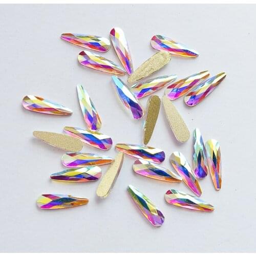 Non Hotfix Crystal Rhinestones Water Drop Nail Art Crystal AB Strass Flatback Stones 10pcs DIY 3D Gems decoration