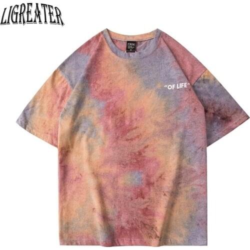 2021 New Streetwear Loose Tie-dyed T-shirt Hip-hop T-shirts Round Neck Short Sleeve T-shirt Men Women Couples T Shirts