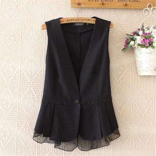 2020 new Short Chiffon Vest Womens Spring Summer Plus Size 4XL Sleeveless Vest Jacket Korean slim Lace Blazers m450