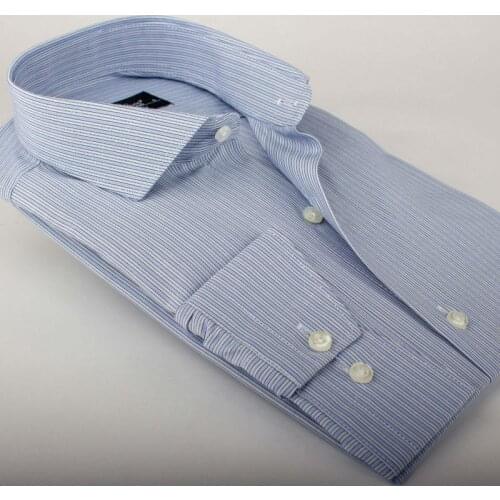 2020 New Arrival Solid Causal Formal Business Long Sleeve Button Down Shirt Fashion Carlo Potti Brand Autumn Clothing Skyblue