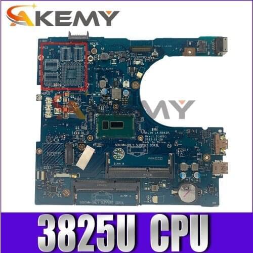 Original Laptop motherboard For DELL Inspiron 5458 5558 5758 Core 3825U HDMI Mainboard AAL10 LA-B843P CN-04RYMR 04RYMR SR24B CPU