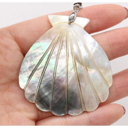Natural Shell Pendant Scallop shape White Mother of Pearl Exquisite charms For jewelry making DIY Necklace accessories 50x55mm