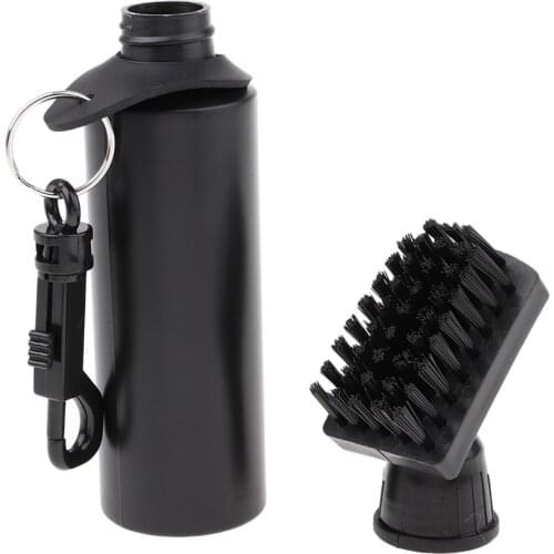 Protable Golf Club Groove Brush Plastic Cleaning Brush Golf Cleaner With Water Bottle Self-Contained Water Brush - Black Ball