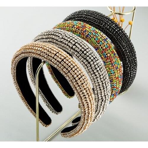 Baroque Full Crystal Hair Bands For Women Lady Luxury Shiny Padded Diamond Headband Hair Hoop Fashion Hair Accessories