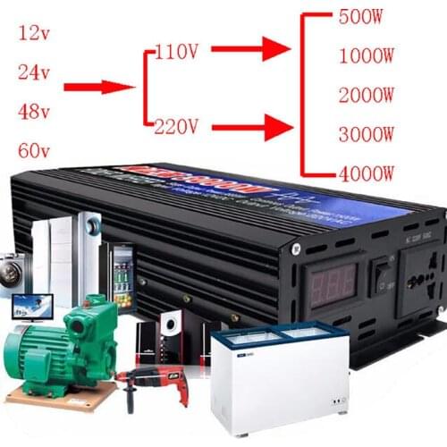 500W-6000 W Puro Inverter A Onda Sinusoidale DC12V-60 V Per AC220V/110V 50 HZ Convertitore di Potenza Booster Per Auto inverter