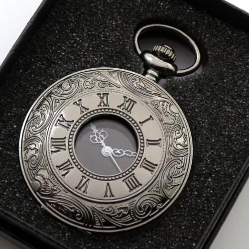 Retro Black Fullmetal Steampunk Spider Web Potter Attack On Titan Style Quartz Pocket Watch Men FOB Clock Chain + Gift Box