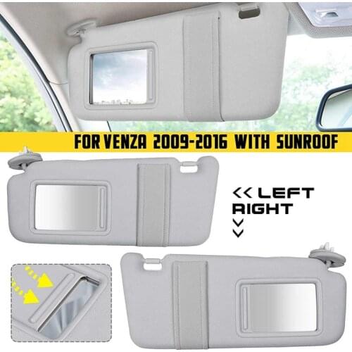 Gray Sun Visor Windscreen Sun Shade with Mirror Sun Visor for Toyota Venza 2009-2016 74320-0T022-A1 74310-0T022-A1