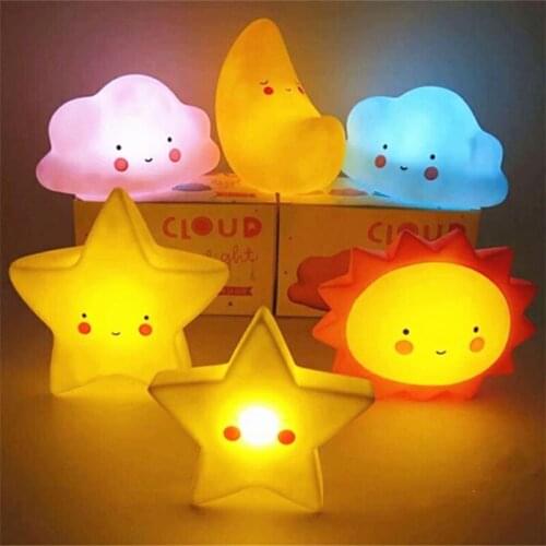 Cute Silicone Cloud Star Sun Moon Ghost Led Night Lights for Kids Baby Bedroom Desktop Decor Night Lamp Room Decoration Lights