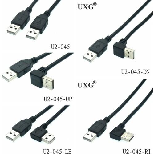 Usb 2.0 a male to usb a male 90 degrees left to right up to low angle extension charging adapter and data cable 25cm 50cm 1m 1.5