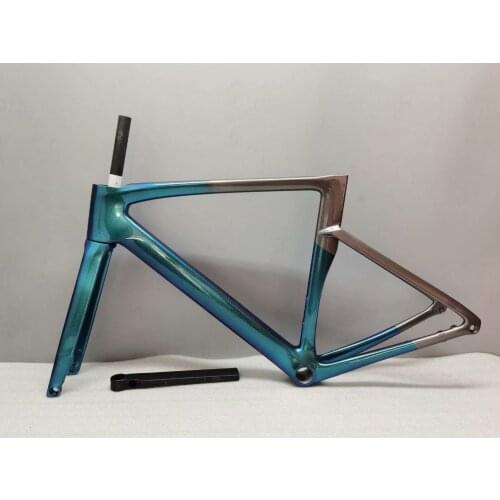 Carbon fiber road frame blue grey color OEM customized 44/49/52/54/56/58cm aviation frame racing bike Di2 made in China