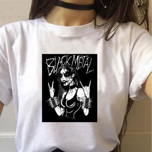 Gothic Women T Shirt Star Punk Dark Fashion Girl Print Fashion Galaxy Short Sleeve Black Metal Couple Loose Casual T-Shirt Femme