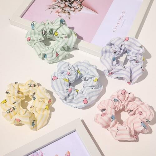2020 New Arrriving Cute Hair Schrunchy Set Cream Color Kawaii Girls Scrunchie Pack 5pcs/lot Wholesale Women Hairbands