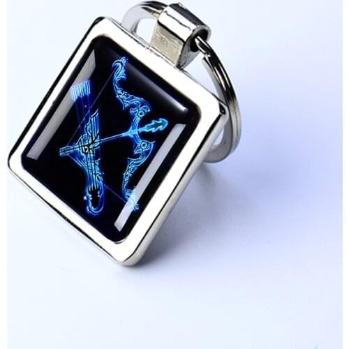 Signs Of The Zodiac Square Metal Key Ring Custom Hard Enamel Metal Keychain