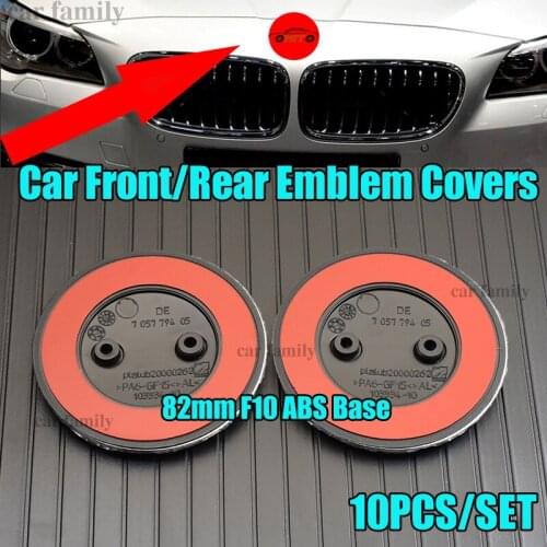 10pcs/set Blue White ABS 2pins 82MM Car Front Hood Emblem Bonnet Badge Trunk Boot Cap Covers for bmw F10 705779405
