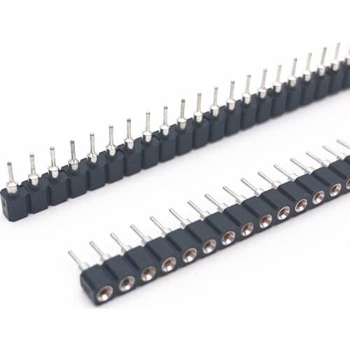 100pcs 2.54mm Round Pin Header, Hole Female Header Optional, 0.1" 1x40P Single Dual Row,High quality