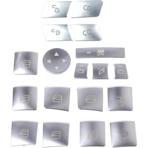 18 Pcs Sticker: 14Pcs Car Window Glass Lift Button Sticker & 4Pcs Car Door Unlock Buttons Sequins Decoration Cover Trim