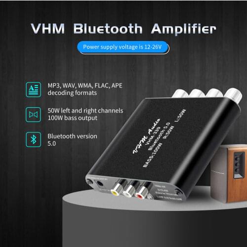 2*50W+100W Bluetooth 5.0 Subwoofer Power Amplifier TPA3116D2 HIFI Digital C 2.1 Stereo Power Audio TPA3116 Class D Bass Mini AMP