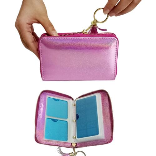 Laser Pink Nail Stamping Plate Holder Case Round Square Rectangular 24 Slots Manicure Nail Art Plate Organizer