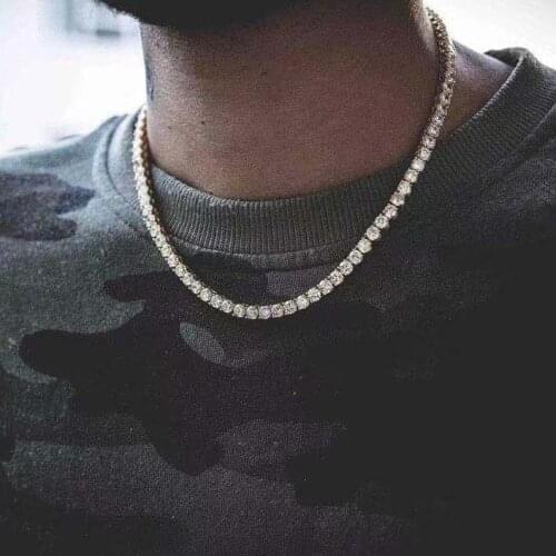 316L Stainless Steel Hip Hop Mens Hip Hop Necklace Full Rhinestone Single Row Tennis Chain Chain Necklace Bracelet Set