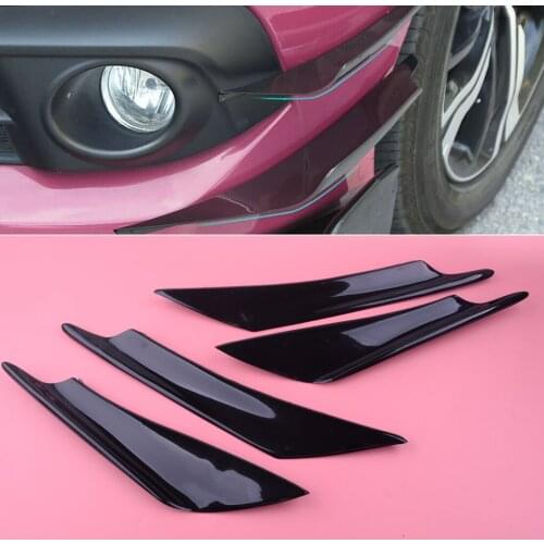 4pcs ABS Car Front Bumper Side Canards Splitter Body Spoiler Fins Glossy Black fit for most of cars
