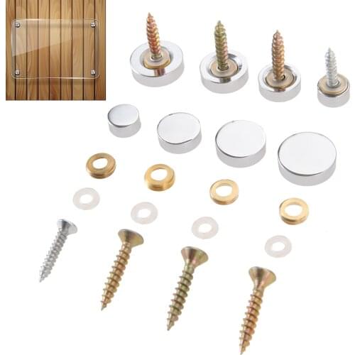 4Pcs Copper Decorative Mirror Fixing Screws Cap Cover Nails Fasteners for Advertising Board Tea Tables Wardrobes Glass Furniture
