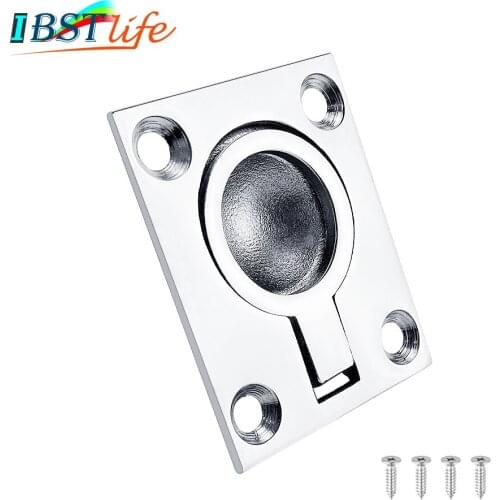 48*38mm Stainless Steel 316 Boat Deck Hatch Latch Cabinet Flush Mount Ring Pull Lift Handle Marine Hardware Accessories