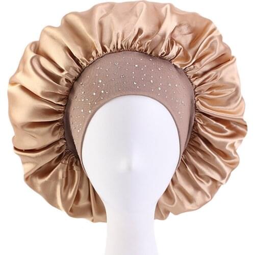 Wide Band Satin Bonnet Cap Comfortable night sleep Caps for women