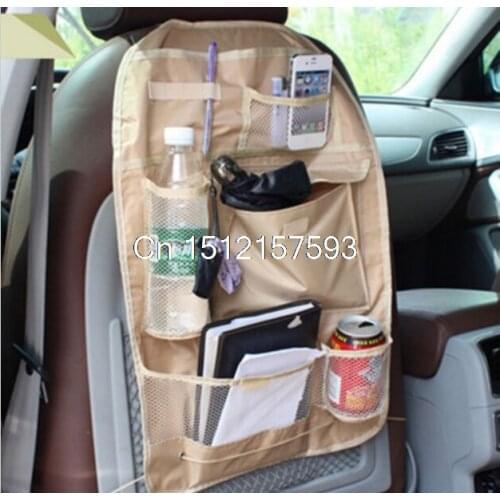 Car Accessory Back Seat Tidy Organiser Auto Travel Storage Bag Holder Beige