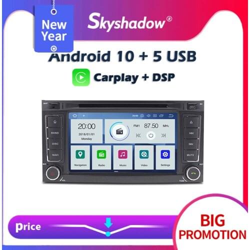 Carplay DSP IPS PX6 Android 10 4G + 64G Car DVD Player GPS Map Radio Bluetooth For VW Touareg T5 Multivan Transporter 2004-2011