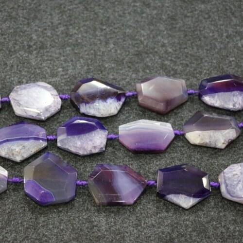 1 Strand Large Druzy Faceted Stone Strand Necklace Beads, Slab Beads Purple Connector,Top Drilled Raw Graduated Slice Pendants
