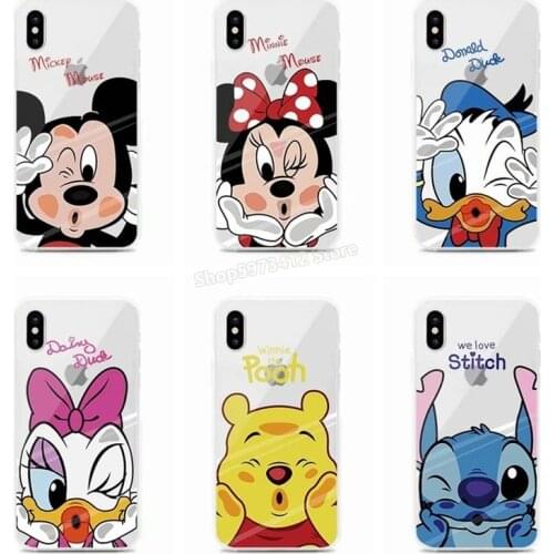 Disney Mobile Phone Case Mickey Minnie Donald Duck Hit Glass Tpu Protective Cover for IPhone11 Phone Cases for Women Anime Gifts