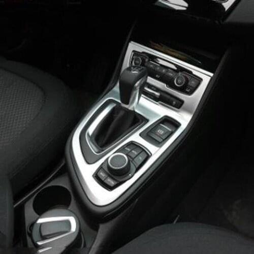 For BMW 2 Series 2015-2018 1PC Matte Silver ABS Chrome Car Gear Shift Knob Panel Frame Cover Cover Trim Car Styling Accessories