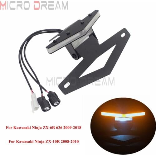 For Kawasaki Ninja ZX-6R 636 ZX-10R ZX6R ZX10R Motorcycle LED Turn Signal Fender Eliminator Kit CNC License Plate Bracket Holder