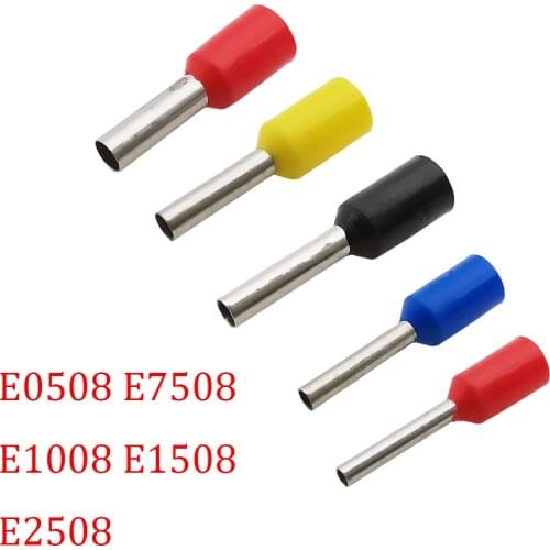 50Pcs VE0508 Insulated Crimping Terminal Wire Connector Cold Pressed Electrical Cable Crimp Wire Ferrules VE2508/7508 /1008/1508