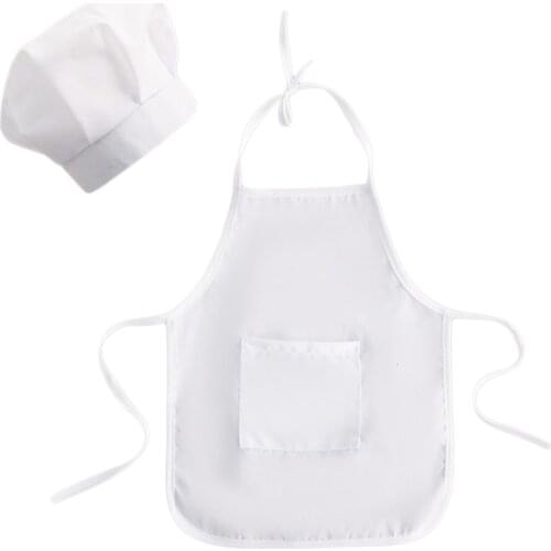Infant Baby Boys Girls White Chef Costume Kitchen Hat and Apron Set Cosplay Newborn Photography Props Uniform Cook Bake Outfits