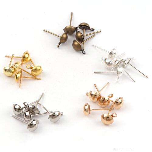 50P 3/4/5/6/8MM 6 Colors Pin Findings Stud Earring Basic Pins Stoppers Connector For DIY Jewelry Making Accessories Supplies