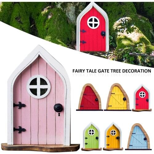 Fairy Tale House Miniature Fairy Figurine Dwarf Door Tree Decoration Art Garden Decor Outdoor Sculpture Miniature Window Door