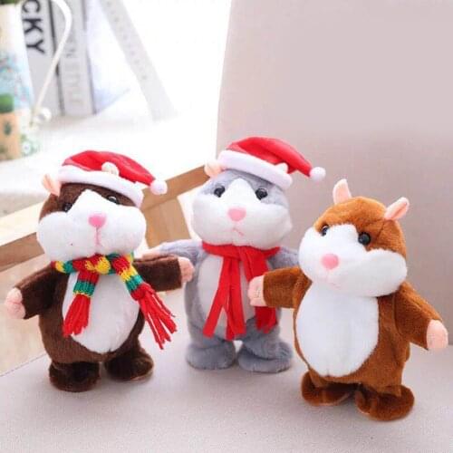 Cartoon Santa Hamster Mouse Talking Electric Animal Speak Doll Child Plush Toy Speak Sound Record Hamster Stuffed Doll