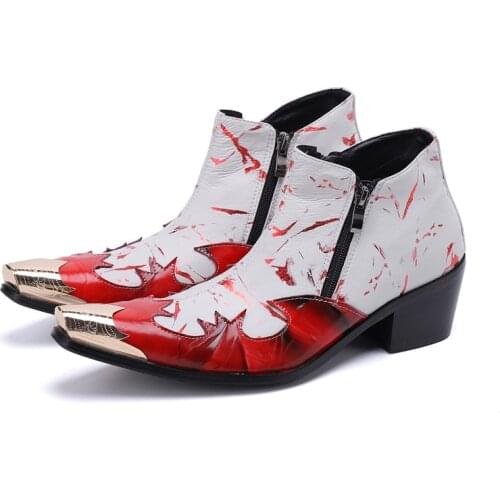 Italian Western Style Pointed Toe Mens Leather Boots Height Increasing Motorcycle Cowboy Boots Mens Tactical Boots Military