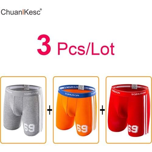 3Pcs/Lot Mens Underwear Pure Cotton Plus Long Size Sports Boxer Pants Loose And Comfortable Running Anti Wear Leg Shorts