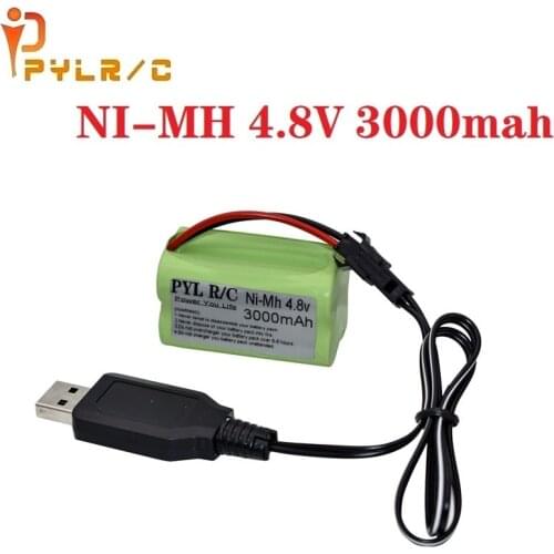4.8v 3000mAh NiMH Battery and charger set For RC Cars Robots Tanks Gun Boats AA 4.8v Rechargeable Battery Pack With SM Plug