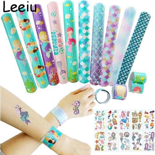 Leeiu Under the Sea Little Mermaid Clap Circle Party Gifts For Kids Mermaid Tattoo Sticker Baby Shower Birthday Party Decoration