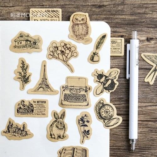 46Pcs/box Kawaii Animal Stickers Cute Small Old Plants Stickers Diary Journal Decoration Stickers School Stationery